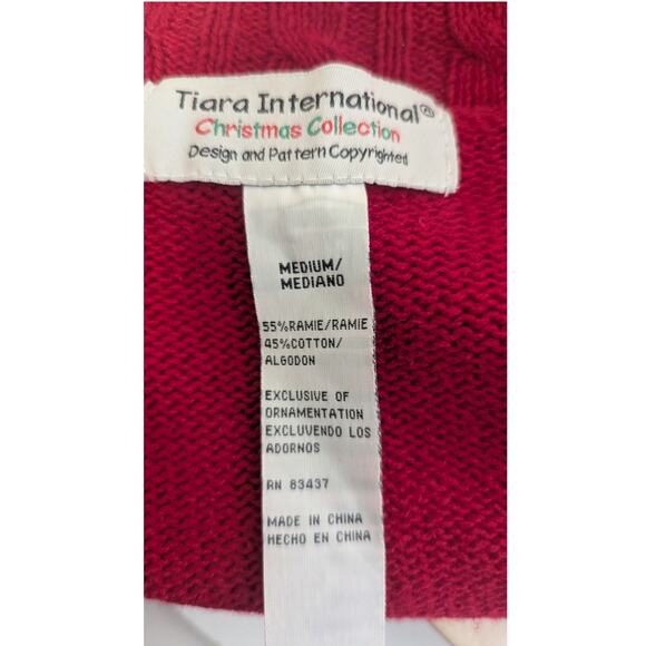 Vintage Tiara International red beaded holiday Christmas sweater cardigan size M - Picture 10 of 10